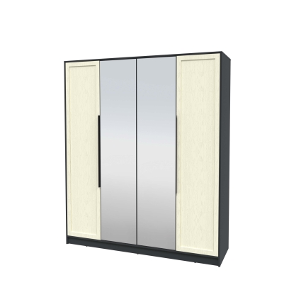 Шкаф распашной Тренд КТ-Ш4 (з) (Антрацит ЛДСП/ Дуб снежный ЛМДФ) Ш1800 В2128 Г547